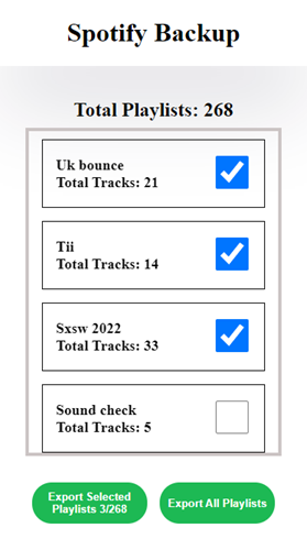 Screenshot of the Spotify Backup project